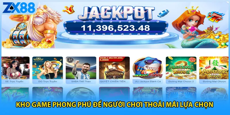 Kho game phong phú để người chơi thoải mái lựa chọn